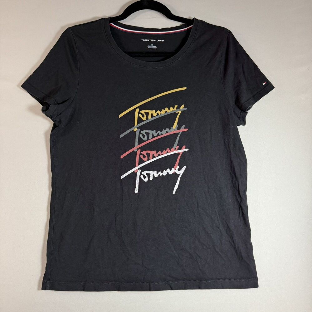 Tommy Hilfiger Women's Black Tshirt Size S Short Sleeve Crew Neck Cotton